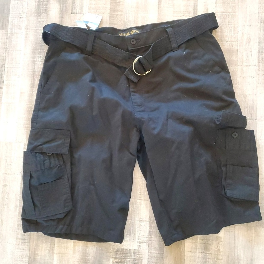Blue Gear Mens Athletic Cargo Shorts Size 40 Black New NWT with belt Chunky Y2k